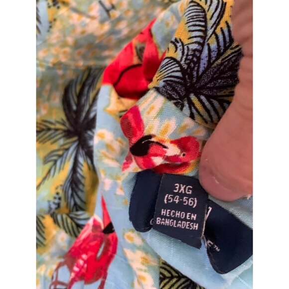 George Men’s Hawaiian Camp Shirt Size 3XL, Tropical Flamingo Coconut Trees - Picture 7 of 8